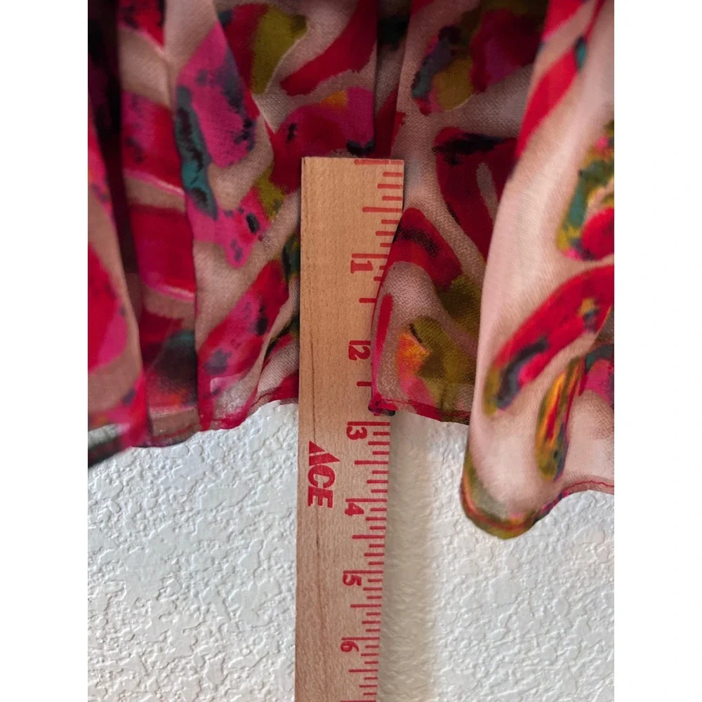 Tunique Boho Layered Frill Skirt - Pink & Blue Artistic Print - Festival Wear M‎